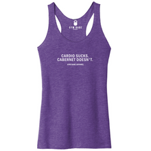 Load image into Gallery viewer, Cardio Sucks Cabernet Doesn't Racerback Tank - Gym Babe Apparel