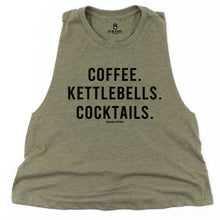 Load image into Gallery viewer, Coffee Cocktails and Kettlebells Crop Top - Gym Babe Apparel