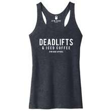 Load image into Gallery viewer, Deadlifts and Iced Coffee Racerback Tank - Gym Babe Apparel