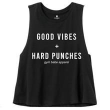 Load image into Gallery viewer, Good Vibes Hard Punches Crop Top - Gym Babe Apparel