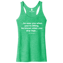 Load image into Gallery viewer, He See's You When You're Lifting Racerback Tank - Gym Babe Apparel