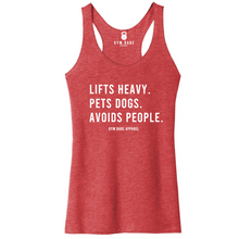 Load image into Gallery viewer, Lifts Heavy Pets Dogs Avoids People Racerback Tank - Gym Babe Apparel