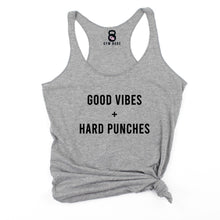 Load image into Gallery viewer, Good Vibes Hard Punches Racerback Tank - Gym Babe Apparel