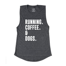 Load image into Gallery viewer, Running Coffee And Dogs Muscle Tank - Gym Babe Apparel
