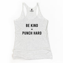 Load image into Gallery viewer, Be Kind and Punch Hard Racerback Tank - Gym Babe Apparel
