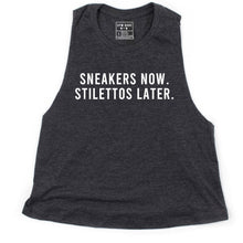 Load image into Gallery viewer, Sneakers Now Stilettos Later Crop Top - Gym Babe Apparel