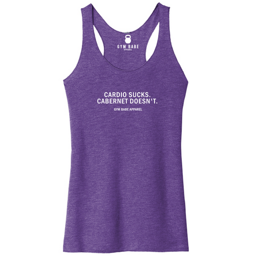 Cardio Sucks Cabernet Doesn't Racerback Tank - Gym Babe Apparel