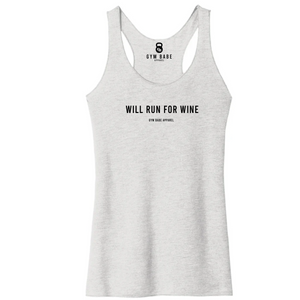 Will Run For Wine Racerback Tank