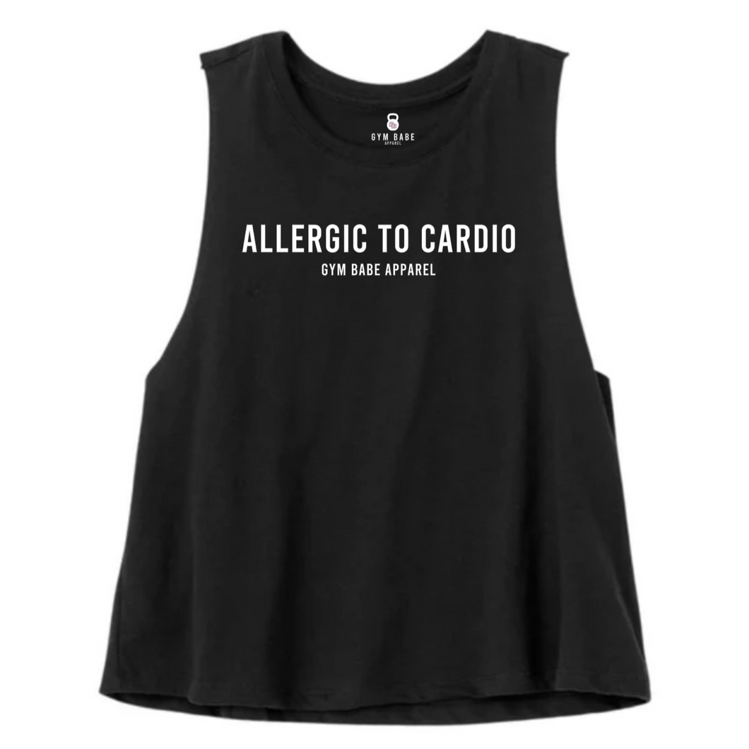 Allergic To Cardio Crop Top - Gym Babe Apparel