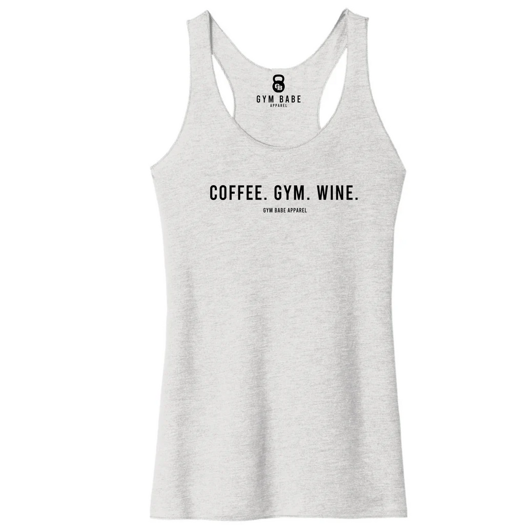 Coffee Gym Wine Racerback Tank