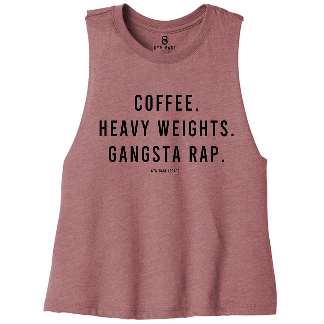 Coffee Heavy Weights and Gangsta Rap Crop Top - Gym Babe Apparel