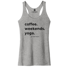 Load image into Gallery viewer, Coffee Weekends Yoga Racerback Tank
