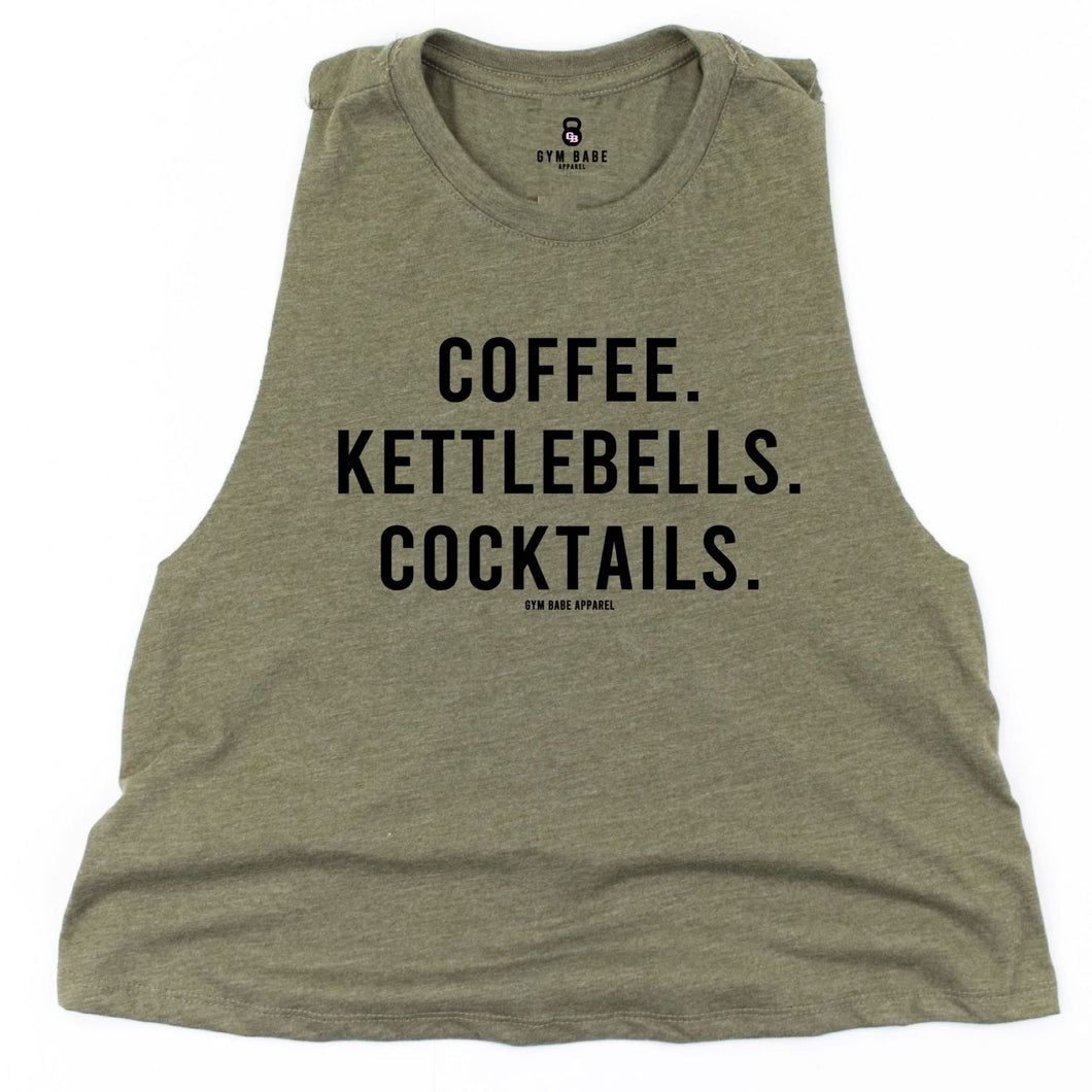Coffee Cocktails and Kettlebells Crop Top - Gym Babe Apparel