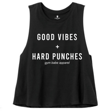 Load image into Gallery viewer, Good Vibes Hard Punches Crop Top - Gym Babe Apparel
