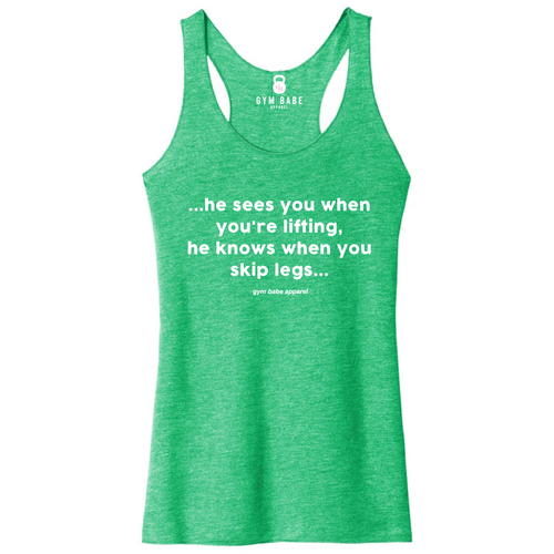 He See's You When You're Lifting Racerback Tank - Gym Babe Apparel