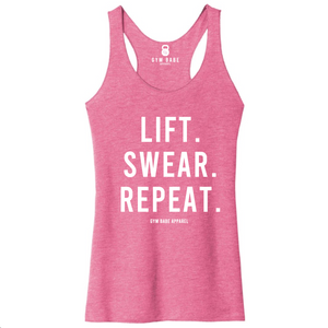 Lift. Swear. Repeat. Racerback Tank - Gym Babe Apparel