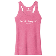 Load image into Gallery viewer, Lipstick and Heavy Shit Racerback Tank - Gym Babe Apparel
