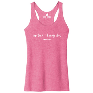 Lipstick and Heavy Shit Racerback Tank - Gym Babe Apparel