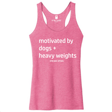 Load image into Gallery viewer, Motivated By Dogs and Heavy Weights Racerback Tank
