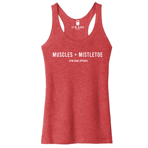 Muscles and Mistletoe Racerback Tank - Gym Babe Apparel