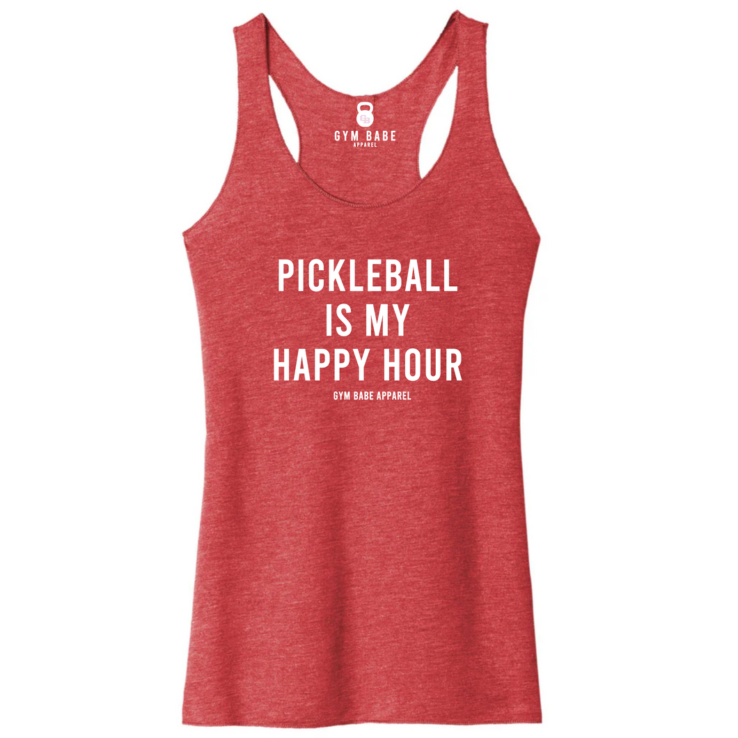 Pickleball Is My Happy Hour Racerback Tank