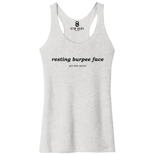 Resting Burpee Face Racerback Tank - Gym Babe Apparel
