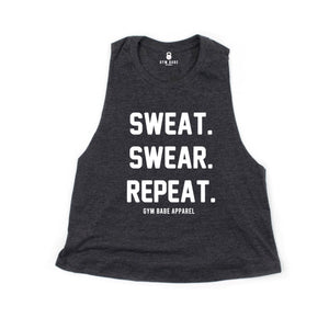Sweat Swear Repeat Crop Top - Gym Babe Apparel