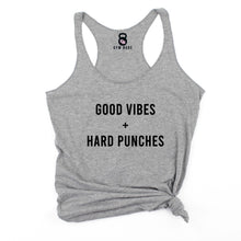 Load image into Gallery viewer, Good Vibes Hard Punches  Racerback Tank - Gym Babe Apparel
