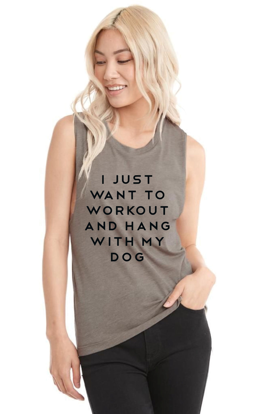 Workout And Hang With My Dog Muscle Tank - Gym Babe Apparel