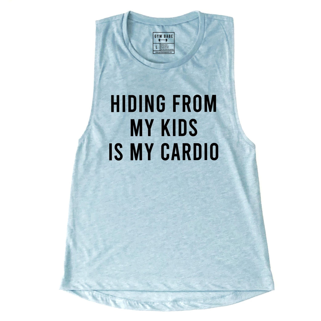 Hiding From My Kids Is My Cardio Muscle Tank - Gym Babe Apparel
