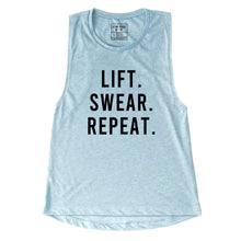 Load image into Gallery viewer, Lift Swear Repeat Muscle Tank - Gym Babe Apparel
