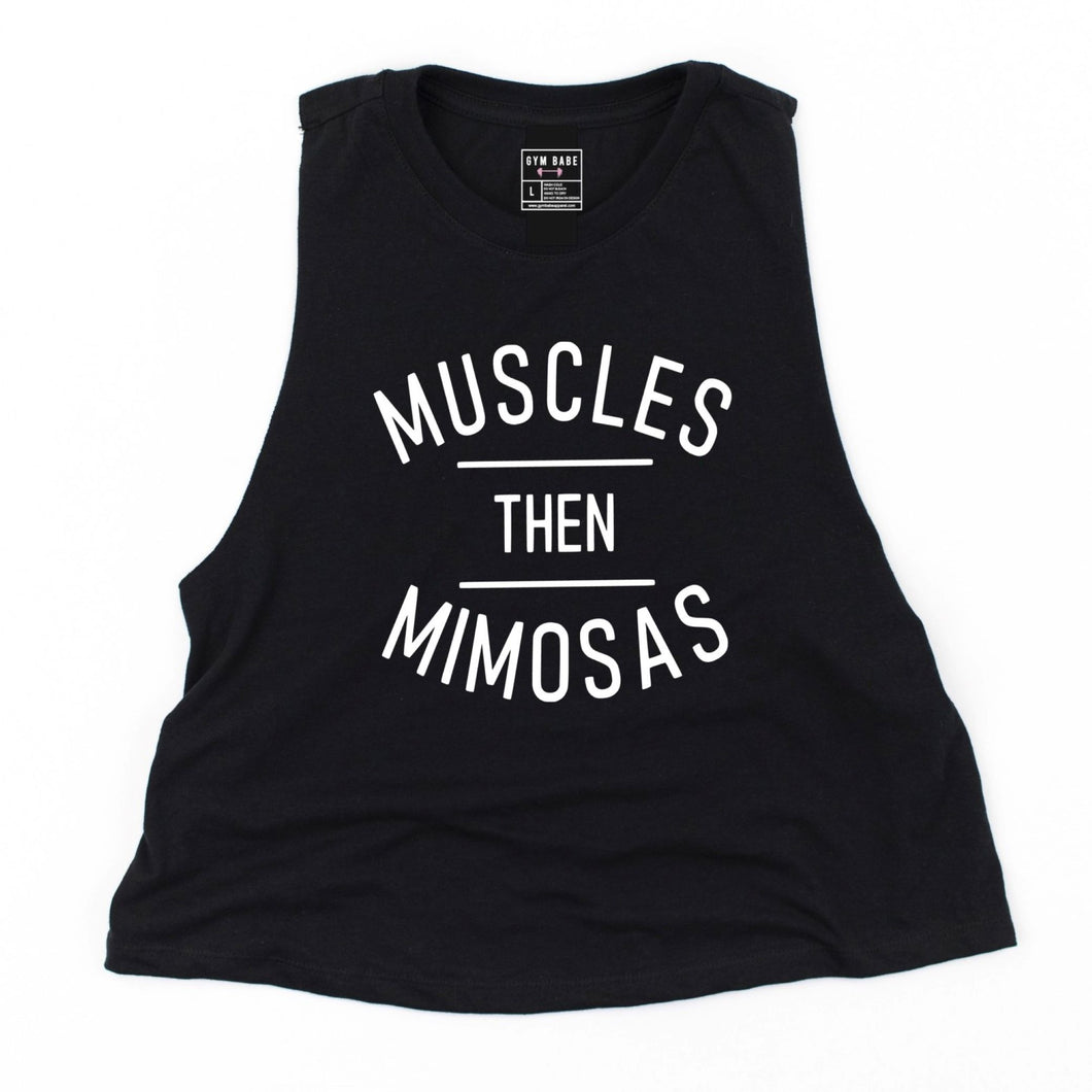 Muscles Then Mimosas Crop Top - Gym Babe Apparel