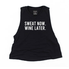 Load image into Gallery viewer, Sweat Now Wine Later Crop Top - Gym Babe Apparel
