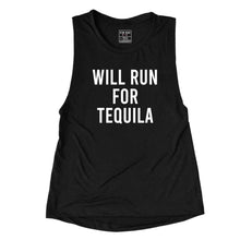 Load image into Gallery viewer, Will Run For Tequila Muscle Tank - Gym Babe Apparel
