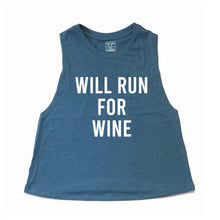 Load image into Gallery viewer, Will Run For Wine Crop Top - Gym Babe Apparel
