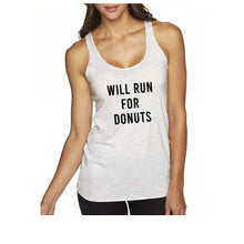 Load image into Gallery viewer, Will Run For Donuts Racerback Tank - Gym Babe Apparel
