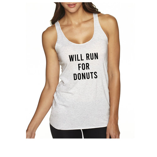 Will Run For Donuts Racerback Tank - Gym Babe Apparel