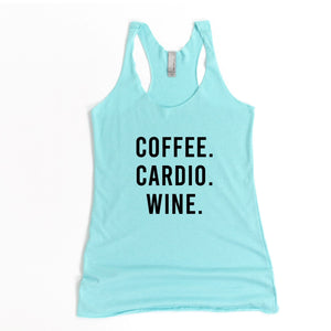 Coffee, Cardio, Wine Racerback Tank - Gym Babe Apparel