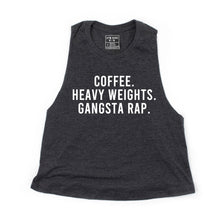 Load image into Gallery viewer, Coffee. Heavy Weights. Gangsta Rap Crop Top - Gym Babe Apparel
