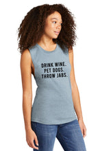 Load image into Gallery viewer, Drink Wine Pet Dogs Throw Jabs Muscle Tank - Gym Babe Apparel
