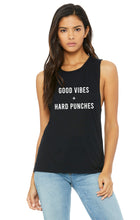 Load image into Gallery viewer, Good Vibes Hard Punches Muscle Tank - Gym Babe Apparel
