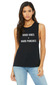 Good Vibes Hard Punches Muscle Tank - Gym Babe Apparel