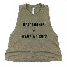 Load image into Gallery viewer, Headphones and Heavy Weights Crop Top - Gym Babe Apparel
