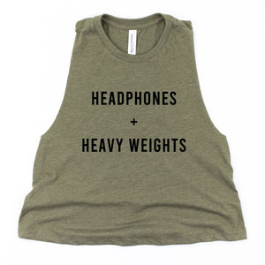 Headphones and Heavy Weights Crop Top - Gym Babe Apparel