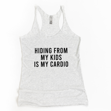 Load image into Gallery viewer, Hiding From My Kids Is My Cardio Racerback Tank - Gym Babe Apparel
