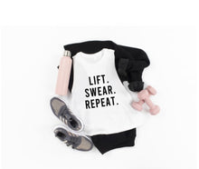 Load image into Gallery viewer, LIFT SWEAR REPEAT Crop Top - Gym Babe Apparel

