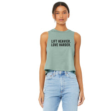 Load image into Gallery viewer, Lift Heavier Love Harder Crop Top - Gym Babe Apparel
