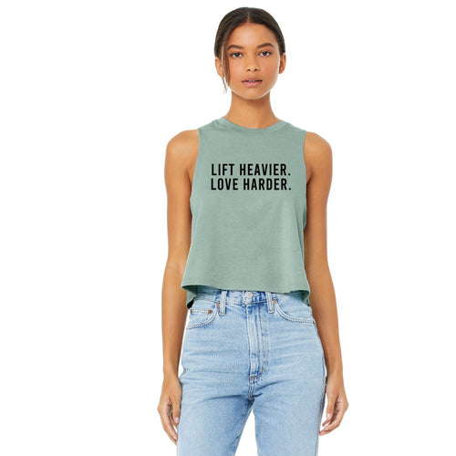 Lift Heavier Love Harder Crop Top - Gym Babe Apparel
