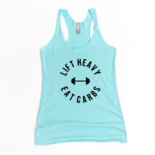 Load image into Gallery viewer, Lift Heavy, Eat Carbs Racerback Tank - Gym Babe Apparel

