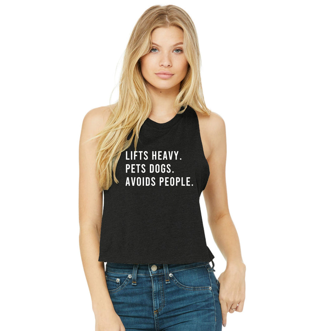 Lifts Heavy Pets Dogs Avoids People Crop Top - Gym Babe Apparel